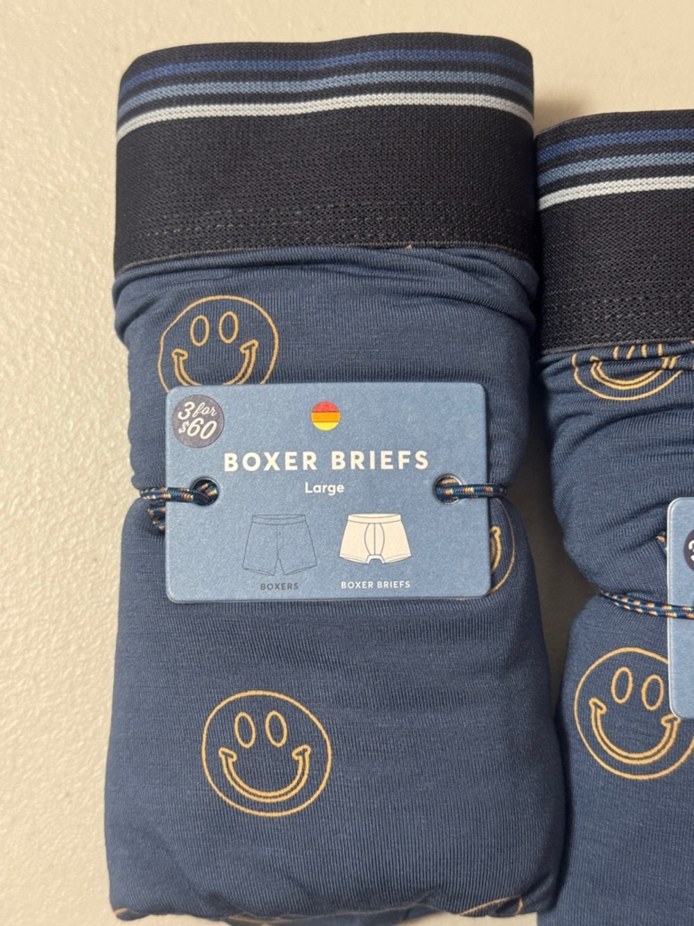 Marine Layer BOXER BRIEFS Men's Navy Smiley - Large NWT